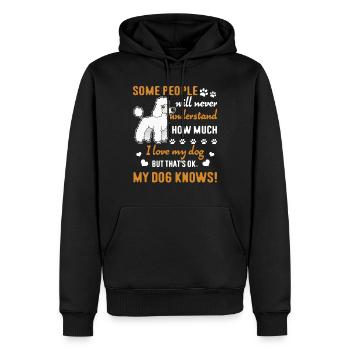 Caniche J'aime mon caniche - Sweat à capuche Premium bio Homme - noir - Devant - Nico (187cm)