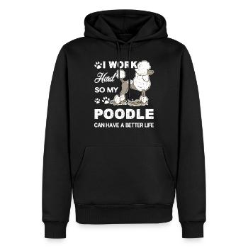 Caniche aime mon caniche - Sweat à capuche Premium bio Homme - noir - Devant - Nico (187cm)