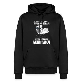 Sturm Ist Erst Wenn Schafe Keine Locken Mehr Haben - Männer Premium Bio Hoodie - Schwarz - Vorne - Nico (187cm)