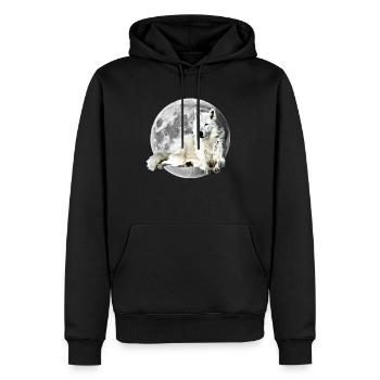 Wolf - Sweat à capuche Premium bio Homme - noir - Devant - Nico (187cm)