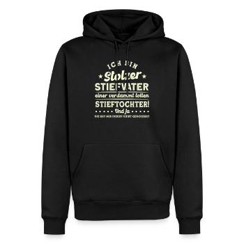 Stiefvater Stiefpapa Stieftochter Geschenk - Männer Premium Bio Hoodie - Schwarz - Vorne - Nico (187cm)