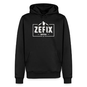 Zefix Bayern Grantler Dialekt Geschenk - Männer Premium Bio Hoodie - Schwarz - Vorne - Nico (187cm)
