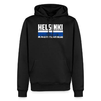 Helsinki, Finlande - Sweat à capuche Premium bio Homme - noir - Devant - Nico (187cm)