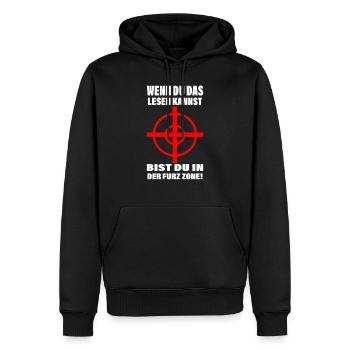 Furz Zone Furzzone Fart Zone Lustiger Spruch - Männer Premium Bio Hoodie - Schwarz - Vorne - Nico (187cm)