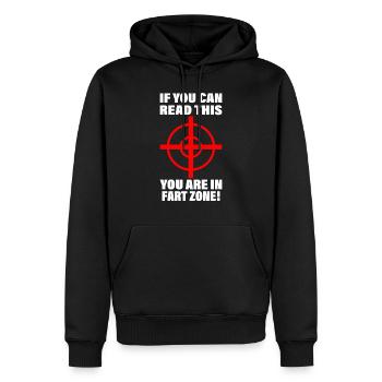 Furz Zone Furzzone Fart Zone Lustiger Spruch - Männer Premium Bio Hoodie - Schwarz - Vorne - Nico (187cm)
