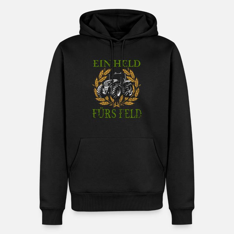 Ein Held fürs Feld Traktor - Männer Premium Bio Hoodie - Schwarz