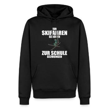 Zum Skifahren geboren zur Schule gezwungen Ski - Männer Premium Bio Hoodie - Schwarz - Vorne - Nico (187cm)