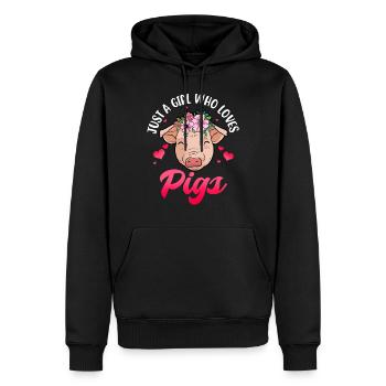 Schwein Geschenk Frauen Schweinegeschenk Mädchen - Männer Premium Bio Hoodie - Schwarz - Vorne - Nico (187cm)