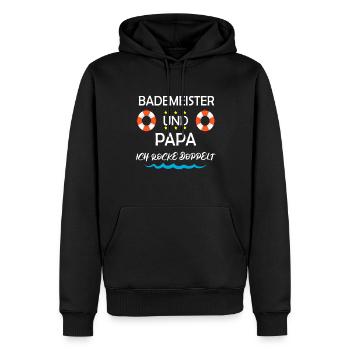 Bademeister Papa Vater Rettungsschwimmer Geschenk - Männer Premium Bio Hoodie - Schwarz - Vorne - Nico (187cm)