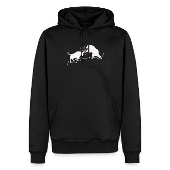 Bull Versus Bear Stock Aktie - Men’s Premium Organic Hoodie - black - Front - Nico (187cm)