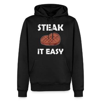 Steak it Easy - dicton drôle griller - Sweat à capuche Premium bio Homme - noir - Devant - Nico (187cm)