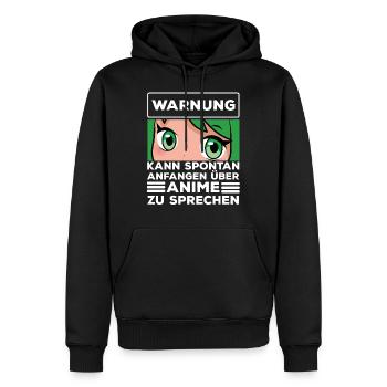 KANN SPONTAN ANFANGEN ÜBER ANIME ZU SPRECHEN - Männer Premium Bio Hoodie - Schwarz - Vorne - Nico (187cm)