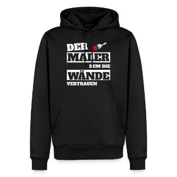 Der Maler dem die Wände vertrauen - Männer Premium Bio Hoodie - Schwarz - Vorne - Nico (187cm)