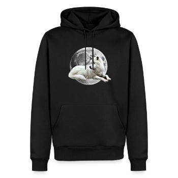 Wolf - Sweat à capuche Premium bio Homme - noir - Devant - Nico (187cm)