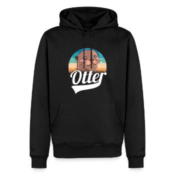 Cadeau animal mignon de loutre - Sweat à capuche Premium bio Homme - noir - Devant - Nico (187cm)