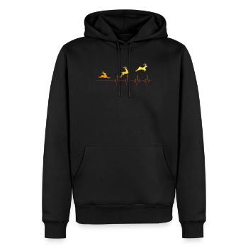 Chasseur de battement de coeur chasseur cerf cerf cadeau sauvage - Sweat à capuche Premium bio Homme - noir - Devant - Nico (187cm)