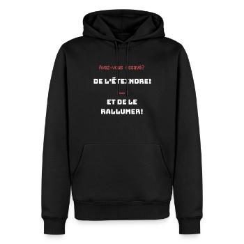 Avez vous essayé de l'éteindre et de le rallumer! - Sweat à capuche Premium bio Homme - noir - Devant - Nico (187cm)