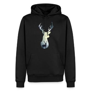 Bois de cerf forêt chevreuil cerf élaphe - Sweat à capuche Premium bio Homme - noir - Devant - Nico (187cm)