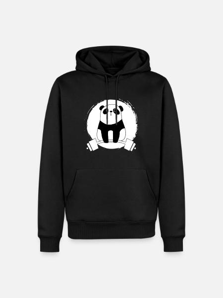 Cute Panda Deadlift Strongman - Men’s Premium Organic Hoodie - black