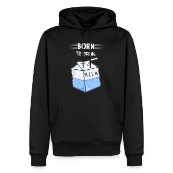 Né pour boire du lait - Sweat à capuche Premium bio Homme - noir - Devant - Nico (187cm)