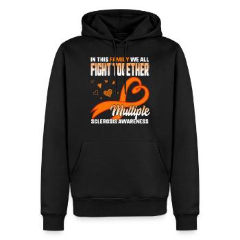 MS Awareness Shirt In This Family We All Fight - Men’s Premium Organic Hoodie - black - Front - Nico (187cm)