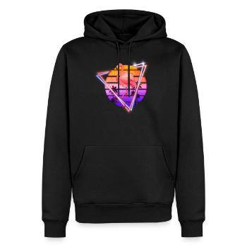 Flamingo Synthwave Retro Old School Cadeau - Sweat à capuche Premium bio Homme - noir - Devant - Nico (187cm)