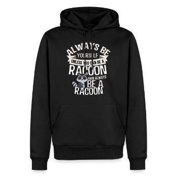 Waschbär - Männer Premium Bio Hoodie - Schwarz - Vorne - Nico (187cm)