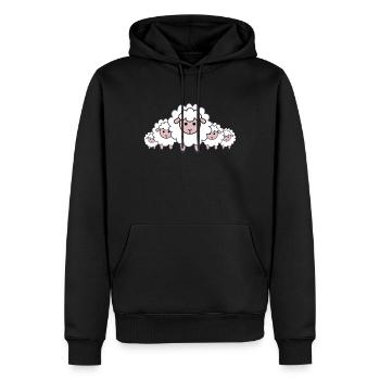 Mouton Gang Un troupeau de moutons doux Vous observez - Sweat à capuche Premium bio Homme - noir - Devant - Nico (187cm)