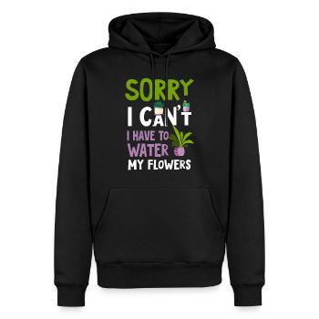 Ich muss meine Blumen gießen - Männer Premium Bio Hoodie - Schwarz - Vorne - Nico (187cm)