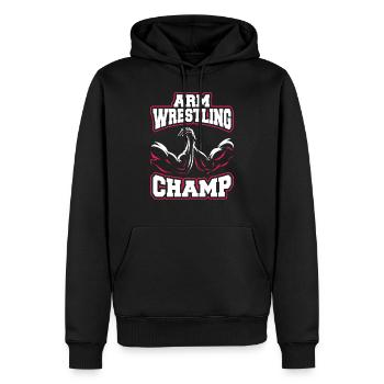 ARM WRESTLING CHAMP - Sweat à capuche Premium bio Homme - noir - Devant - Nico (187cm)