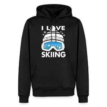 Funny I Love Skiing Ski Goggles GiftSkiing apparel - Männer Premium Bio Hoodie - Schwarz - Vorne - Nico (187cm)