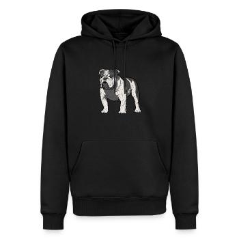 Englische Bulldogge - Männer Premium Bio Hoodie - Schwarz - Vorne - Nico (187cm)