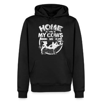 vache - Sweat à capuche Premium bio Homme - noir - Devant - Nico (187cm)