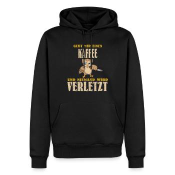 Eule Barista Lebensretter Kaffee Coffee Cappuccino - Männer Premium Bio Hoodie - Schwarz - Vorne - Nico (187cm)
