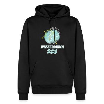 Sternzeichen Wassermann mit Sternenbild - Männer Premium Bio Hoodie - Schwarz - Vorne - Nico (187cm)