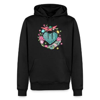 Crochet tricoteuse de fil à tricoter couturière - Sweat à capuche Premium bio Homme - noir - Devant - Nico (187cm)
