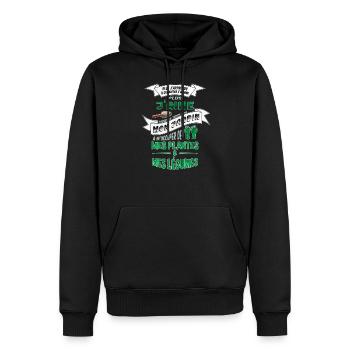 Plus j'en sais sur l'Homme plus j'aime mon jardin - Sweat à capuche Premium bio Homme - noir - Devant - Nico (187cm)