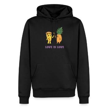 Love Is Love - Hawaiian Pizza Love - Pizza à l'ananas - Sweat à capuche Premium bio Homme - noir - Devant - Nico (187cm)