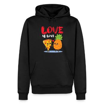 Love Is Love - Pizza Hawaii Liebe - Ananas Pizza - Männer Premium Bio Hoodie - Schwarz - Vorne - Nico (187cm)
