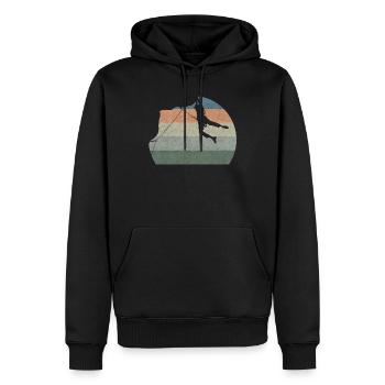 Grimpeur vintage escalade alpiniste boulderer - Sweat à capuche Premium bio Homme - noir - Devant - Nico (187cm)