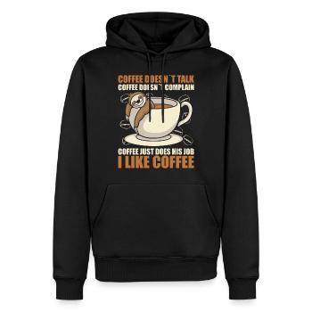 coffee doesn't talk coffee doesn't whine sloth - Men’s Premium Organic Hoodie - black - Front - Nico (187cm)