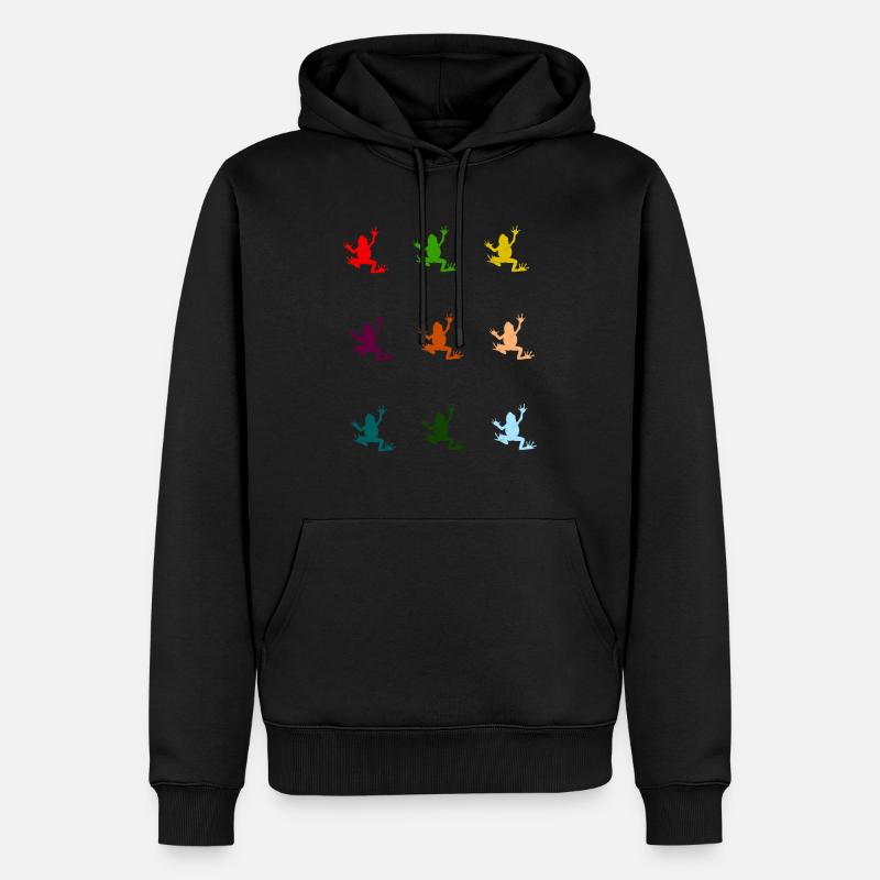 Frosch Bunt Farbenfroh - Männer Premium Bio Hoodie - Schwarz