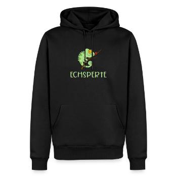 Chamäleon Reptilien Echse Echsperte - Männer Premium Bio Hoodie - Schwarz - Vorne - Nico (187cm)