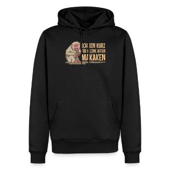 Affe ich bin kurz für kleine Affen Makaken Kacken - Männer Premium Bio Hoodie - Schwarz - Vorne - Nico (187cm)
