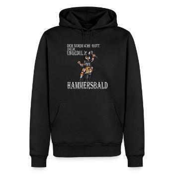 Wikinger Nordische Gott der Ungeduld Hammersbald - Männer Premium Bio Hoodie - Schwarz - Vorne - Nico (187cm)
