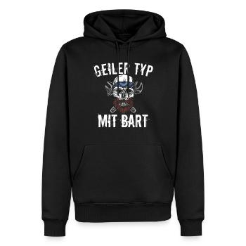 Geiler Typ mit Bart - Männer Premium Bio Hoodie - Schwarz - Vorne - Nico (187cm)
