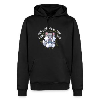 Console de jeu de jeux vidéo Pew Pew Gaming Cat - Sweat à capuche Premium bio Homme - noir - Devant - Nico (187cm)