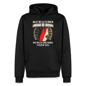 ALLE WOLLEN NACH DEUTSCHLAND - Männer Premium Bio Hoodie - Schwarz - Vorne - Nico (187cm)
