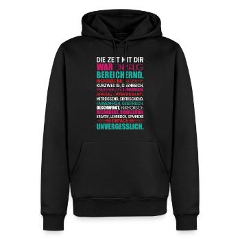 Geschenk zum Abschied Die Zeit mit dir war... - Männer Premium Bio Hoodie - Schwarz - Vorne - Nico (187cm)