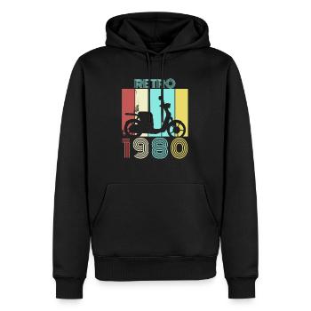 1980 80er Rollerfahrer - Männer Premium Bio Hoodie - Schwarz - Vorne - Nico (187cm)
